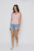 Joelle-Textured Vee Neck Tank